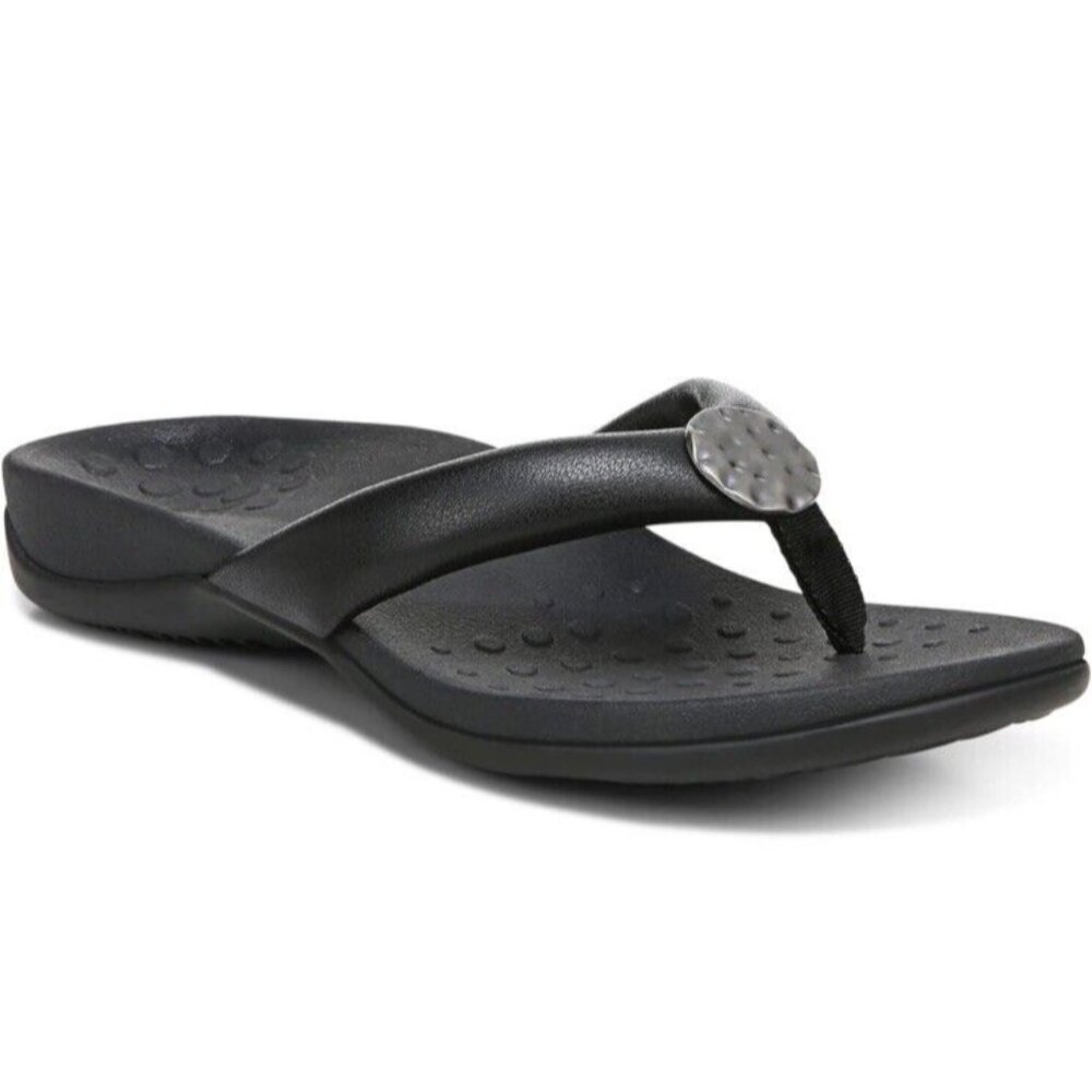 Vionic Lida Thong Post Sandal Arch Support Womens 8.5 Black